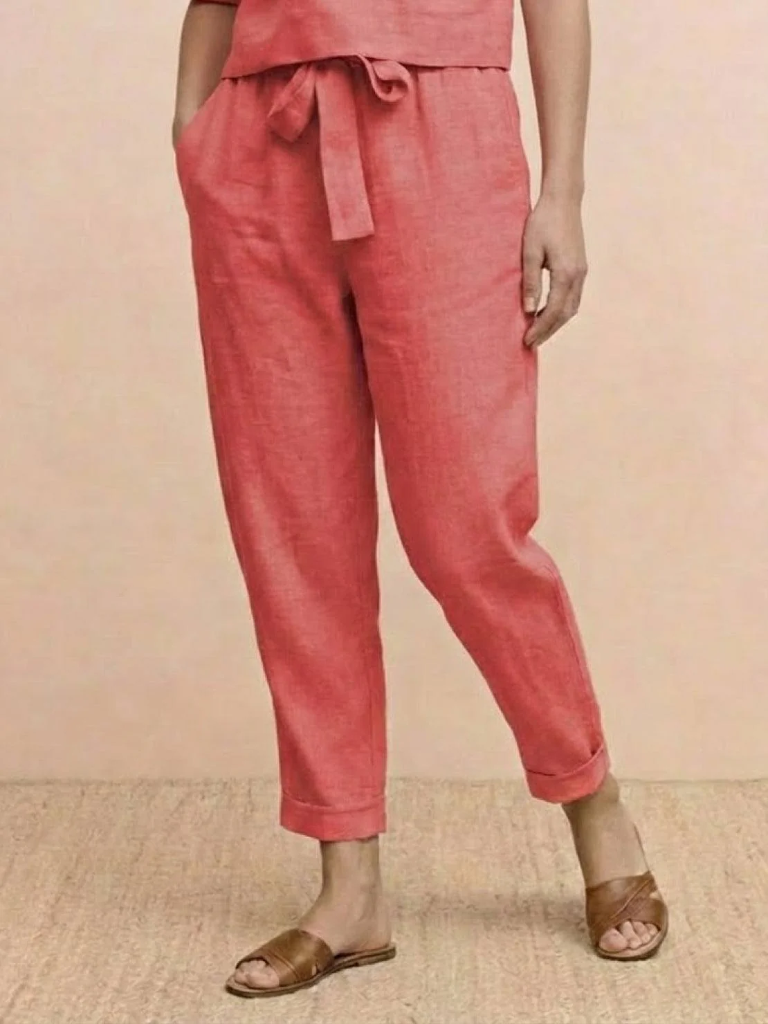 Cotton-Linen Blend Monochrome Two-Piece Set - Image 33