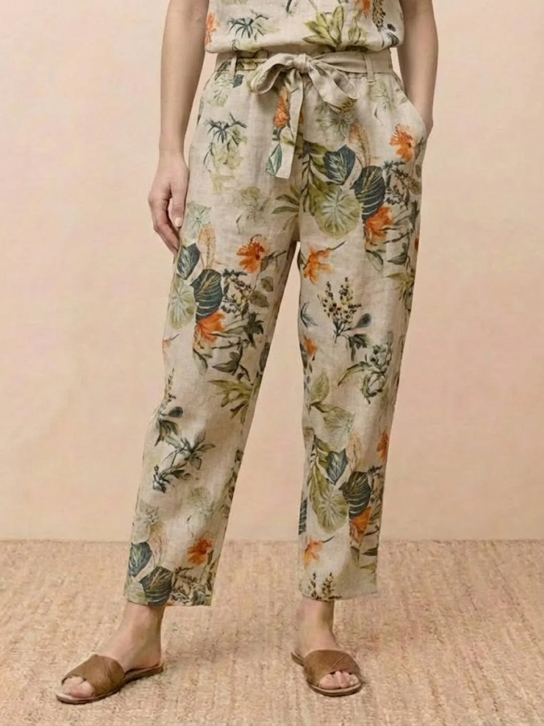Cotton-Linen Blend Monochrome Two-Piece Set - Image 45