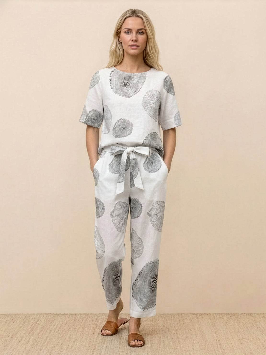 Cotton-Linen Blend Monochrome Two-Piece Set - Image 47