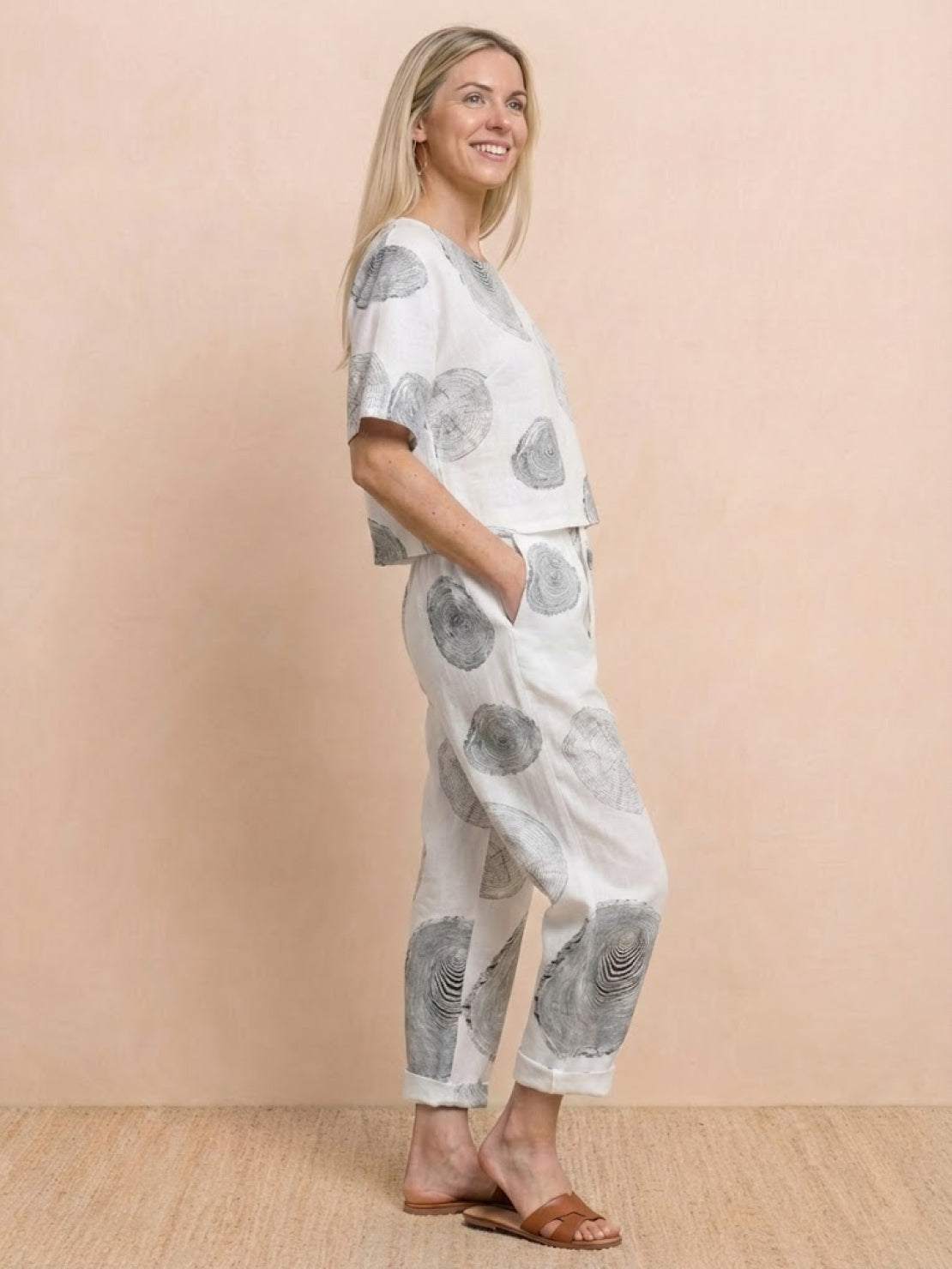 Cotton-Linen Blend Monochrome Two-Piece Set - Image 49
