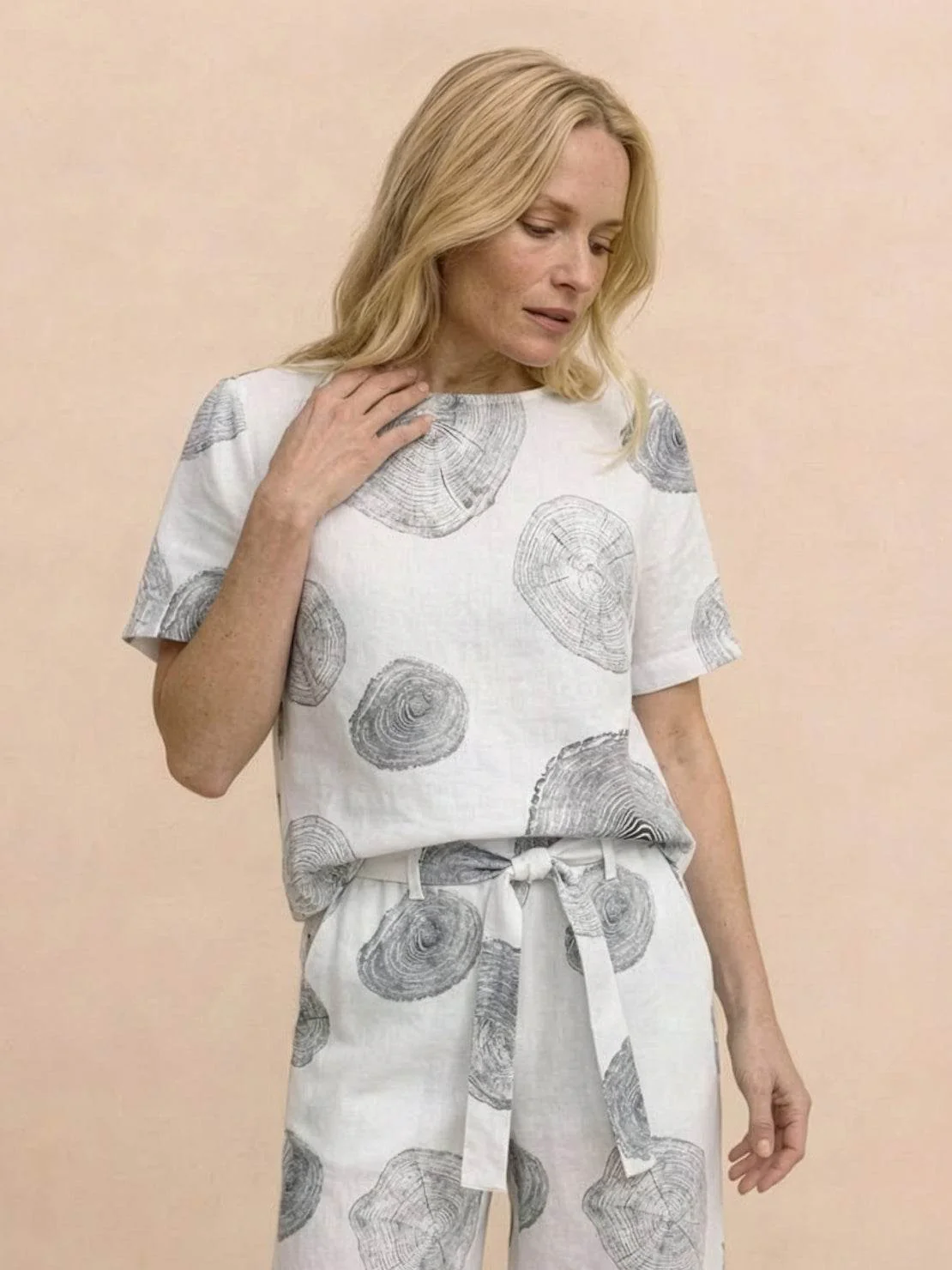 Cotton-Linen Blend Monochrome Two-Piece Set - Image 50