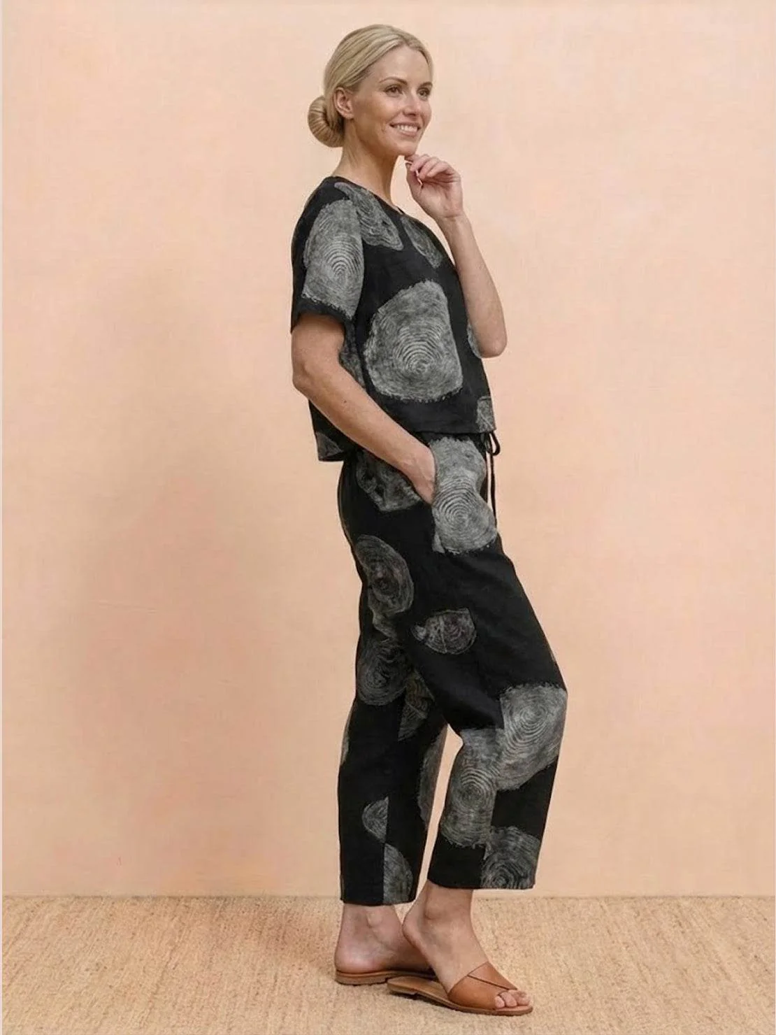 Cotton-Linen Blend Monochrome Two-Piece Set - Image 55