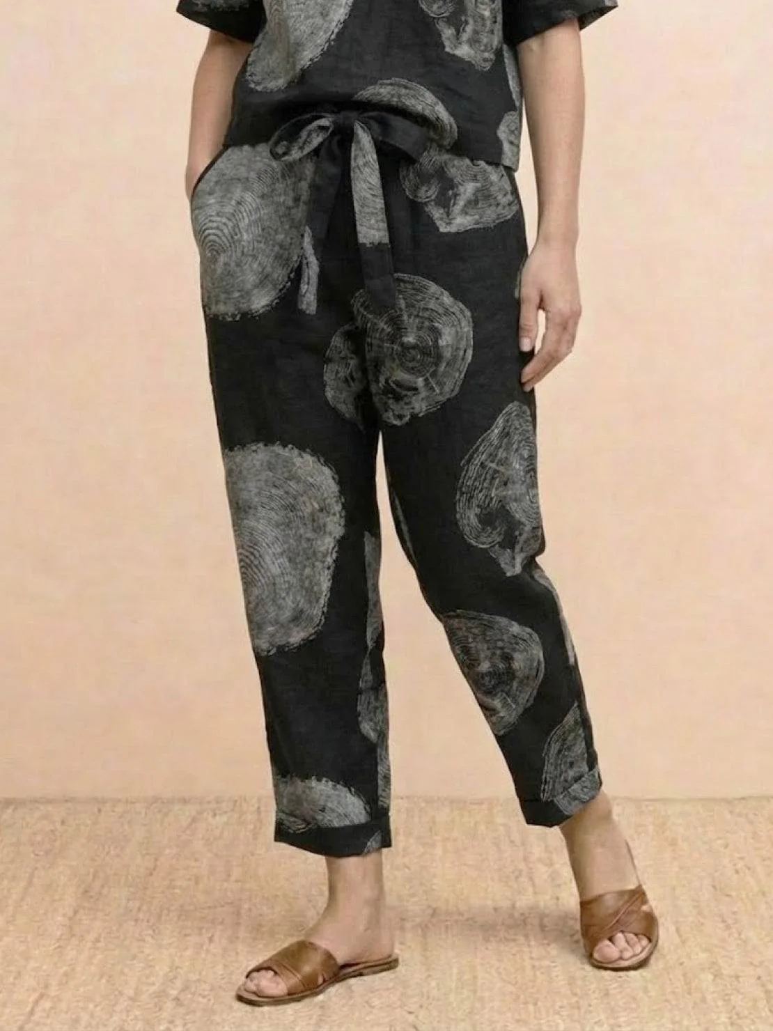 Cotton-Linen Blend Monochrome Two-Piece Set - Image 57