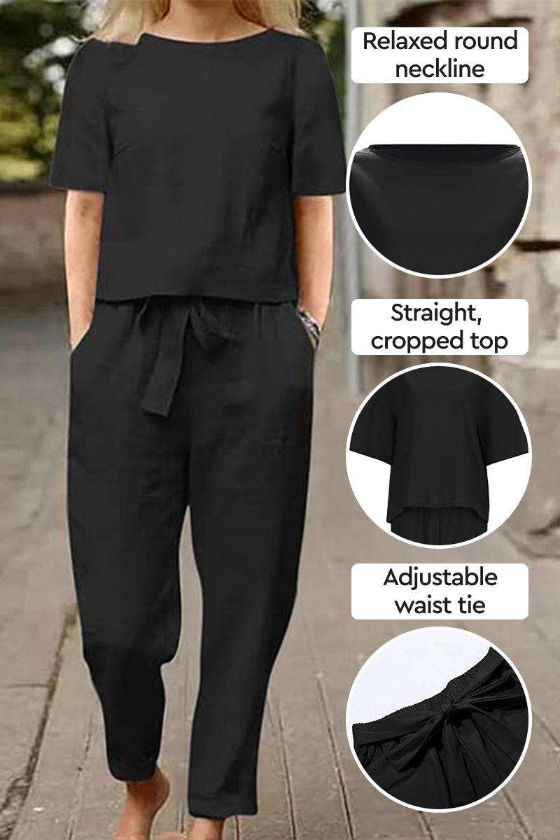Cotton-Linen Blend Monochrome Two-Piece Set - Image 6