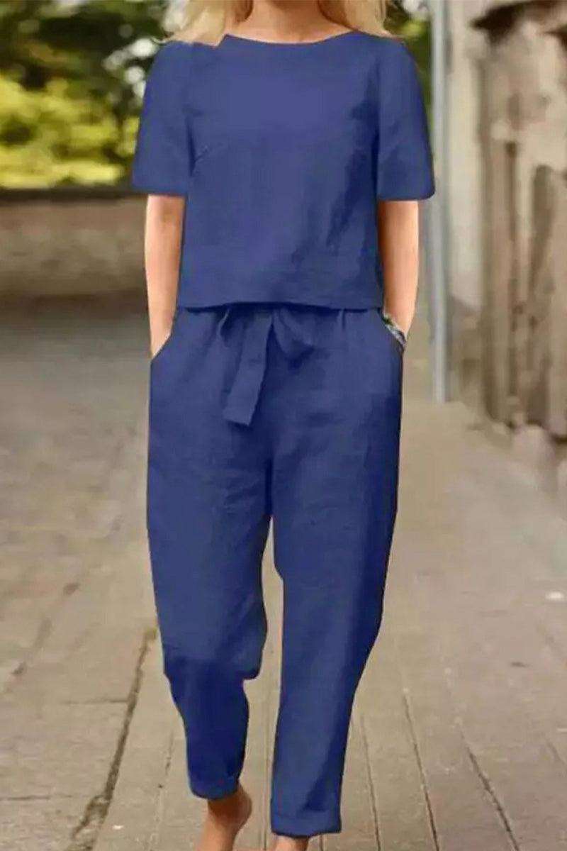 Cotton-Linen Blend Monochrome Two-Piece Set - Image 9