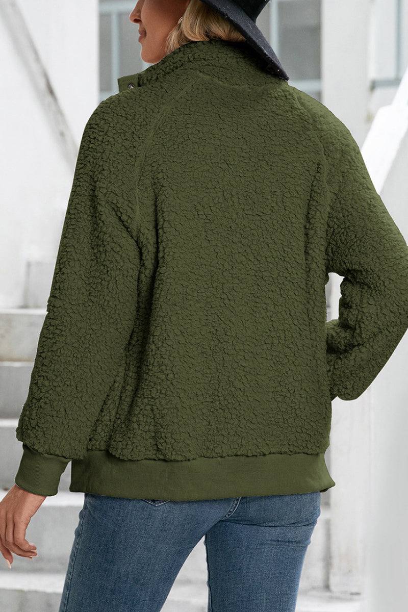 Cozy Long Sleeve Button Sherpa Jacket - Image 6