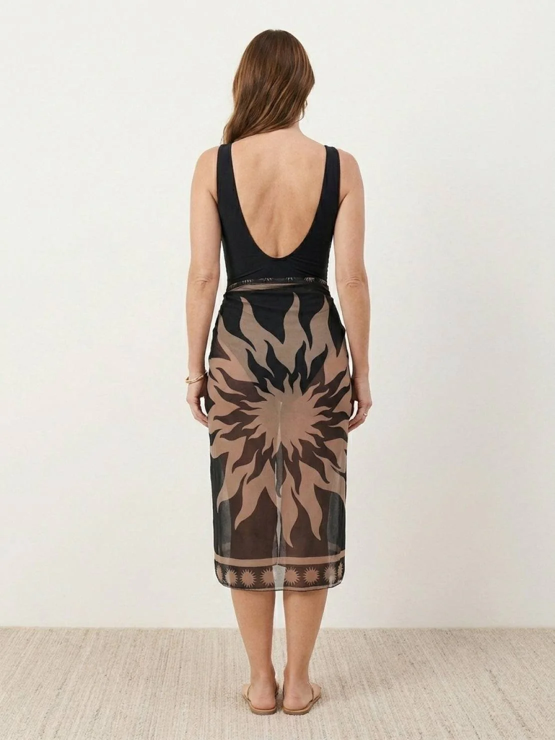 Deep-V Swimsuit with Sarong - Image 3