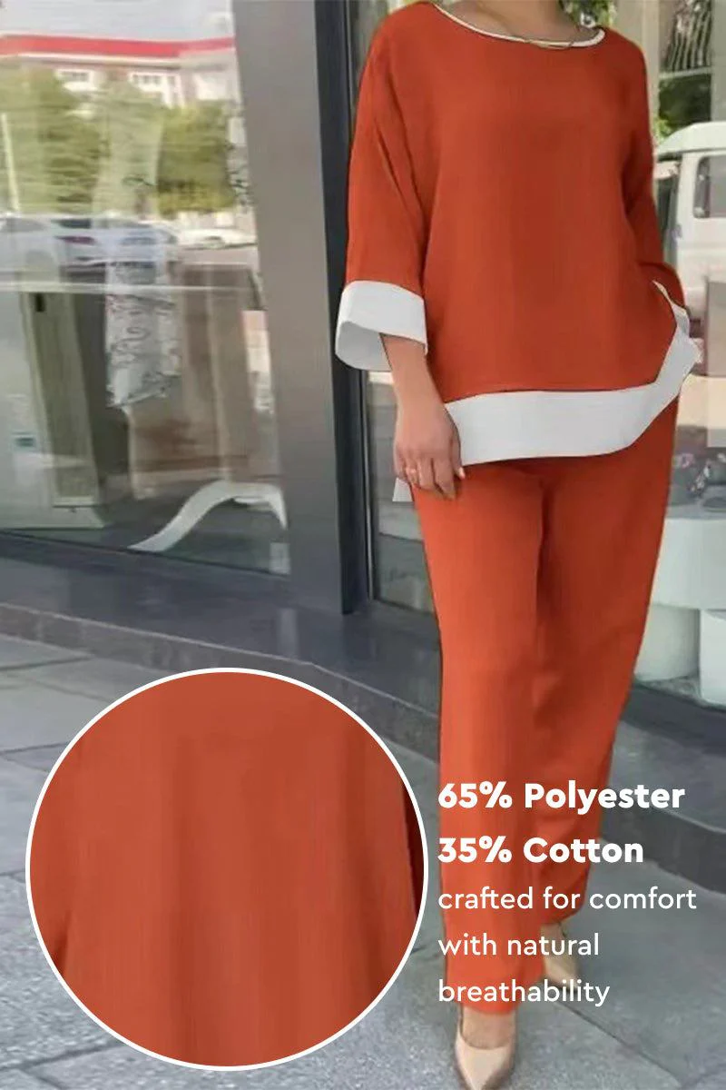 Dual-Tone 3/4 Sleeve Two-Piece Set - Image 3