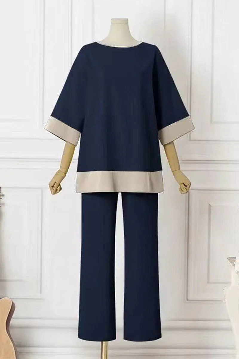 Dual-Tone 3/4 Sleeve Two-Piece Set - Image 4