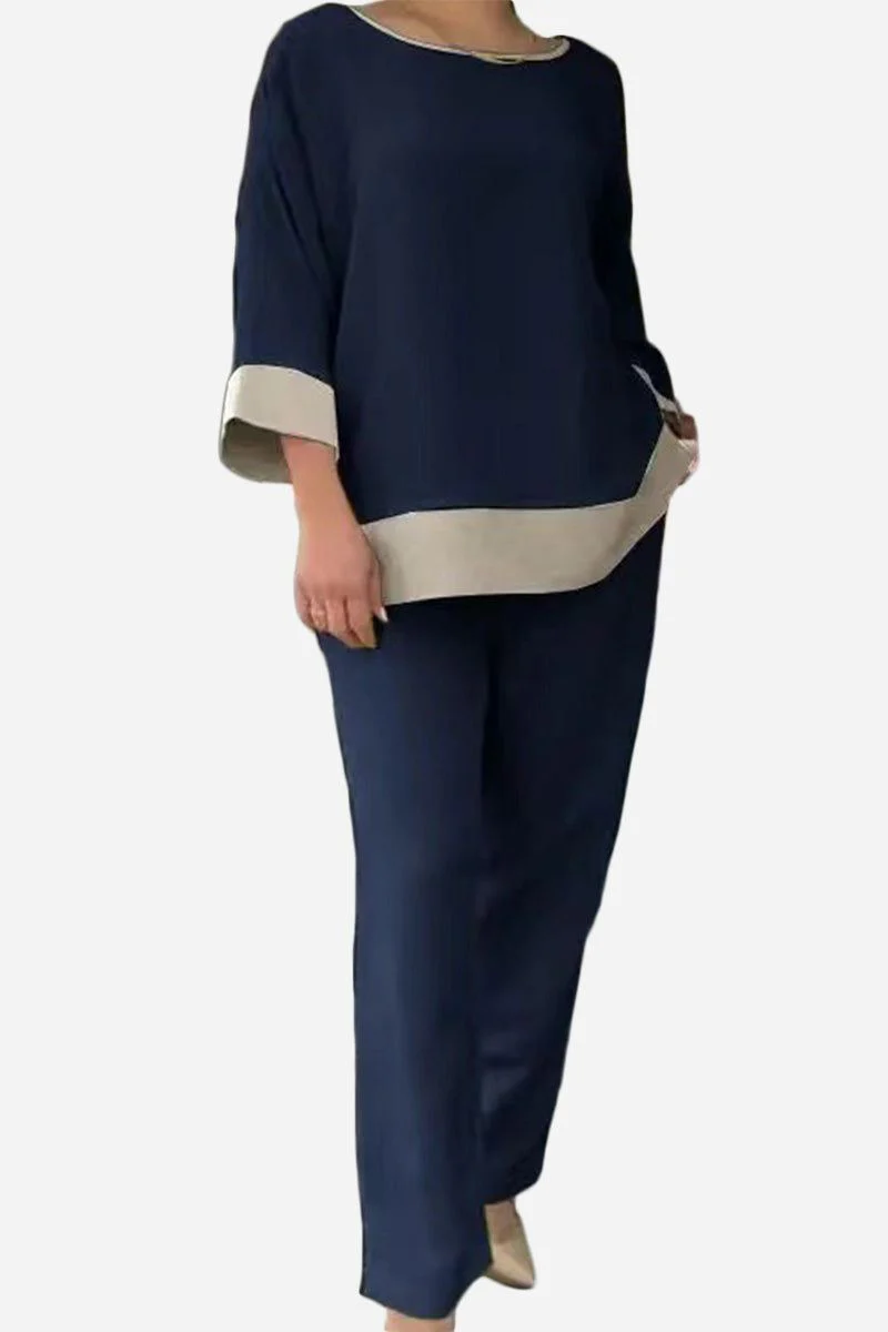 Dual-Tone 3/4 Sleeve Two-Piece Set - Image 5