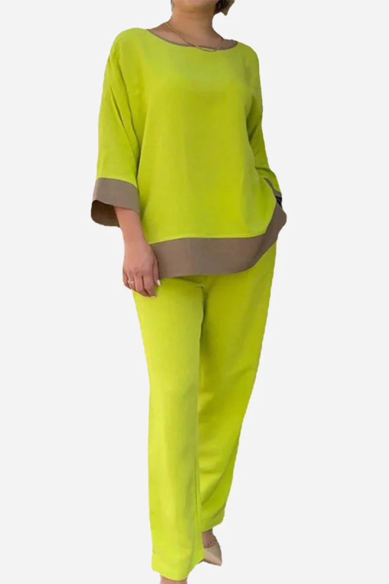 Dual-Tone 3/4 Sleeve Two-Piece Set - Image 6