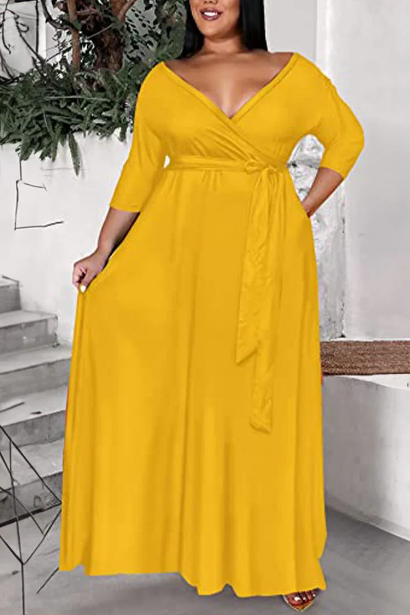 Elegant Plus Size Belted Dress - Image 10