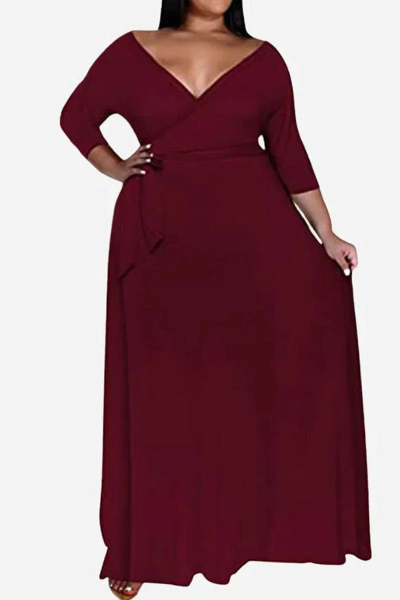 Elegant Plus Size Belted Dress - Image 12