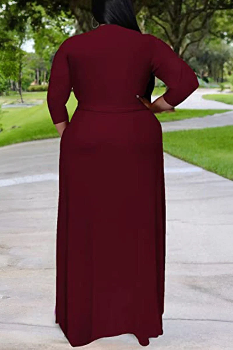Elegant Plus Size Belted Dress - Image 14