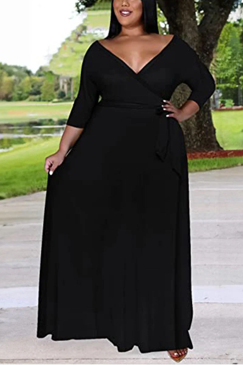 Elegant Plus Size Belted Dress - Image 2