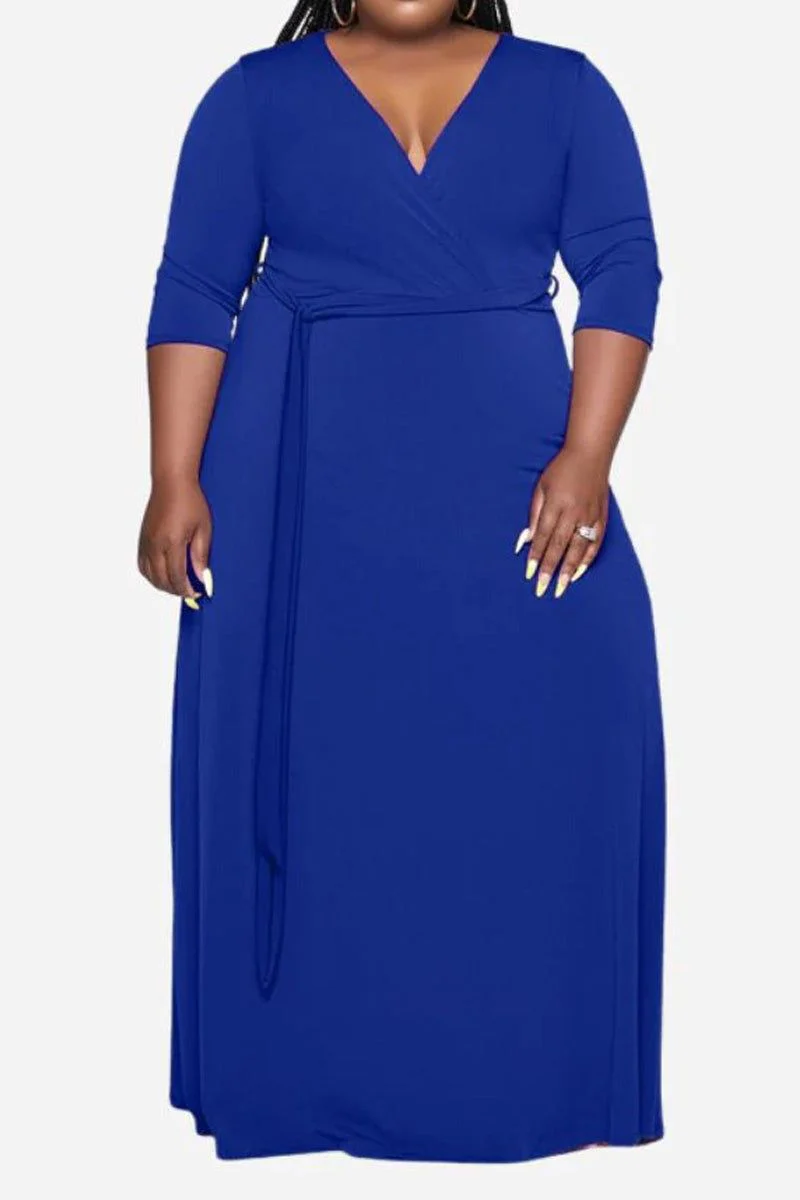 Elegant Plus Size Belted Dress - Image 6