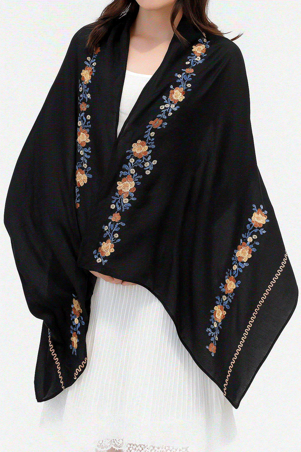 Embroidered Travel-Must Versatile Shawl - Image 10