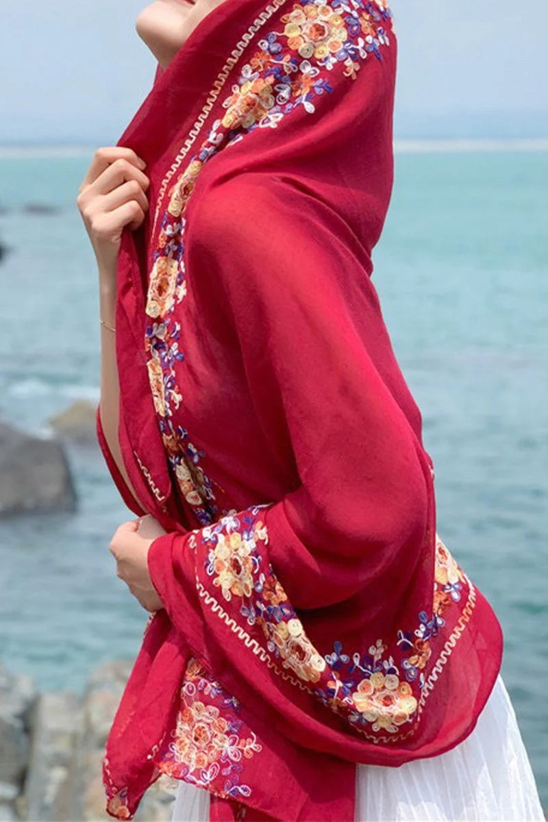 Embroidered Travel-Must Versatile Shawl - Image 5