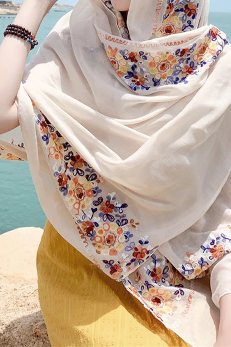 Embroidered Travel-Must Versatile Shawl - Image 7