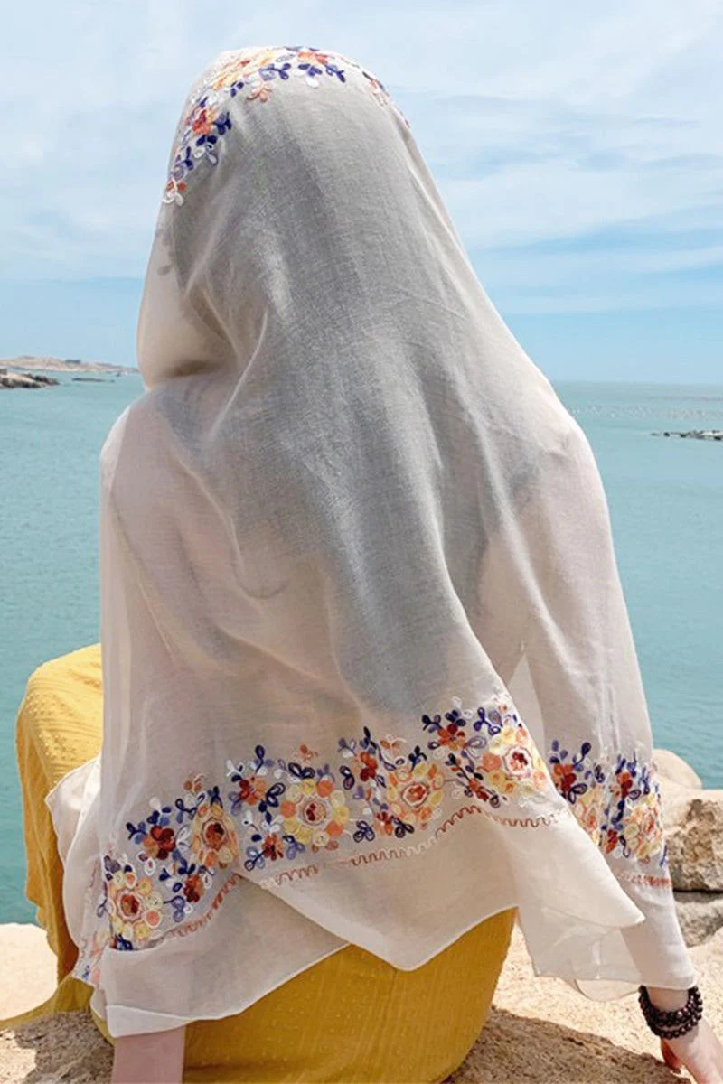 Embroidered Travel-Must Versatile Shawl - Image 8