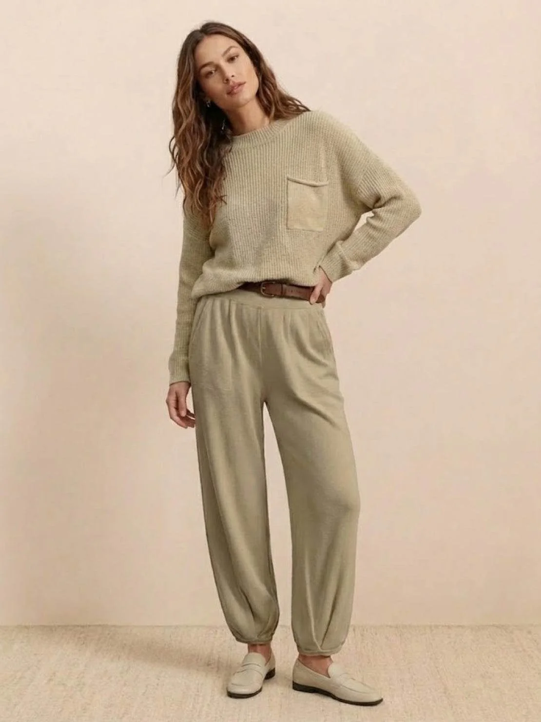 European Minimalism: Relaxed Sweater Top And Trouser Set