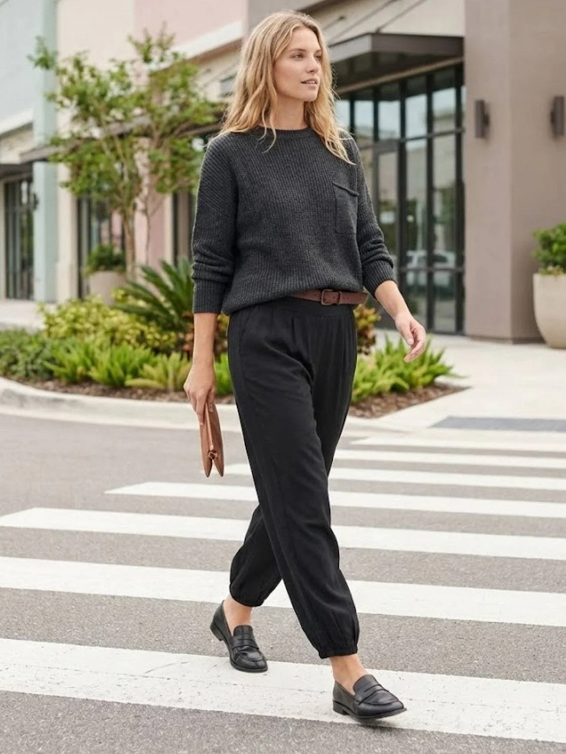 European Minimalism: Relaxed Sweater Top And Trouser Set - Image 30