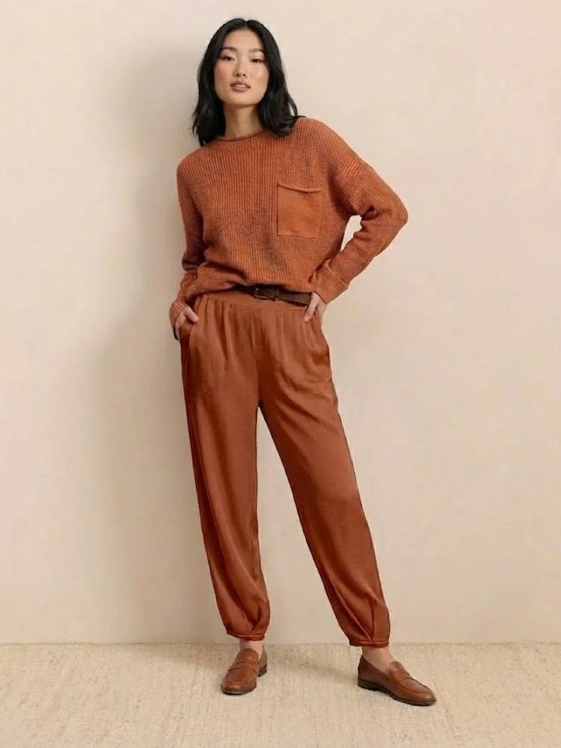 European Minimalism: Relaxed Sweater Top And Trouser Set - Image 31