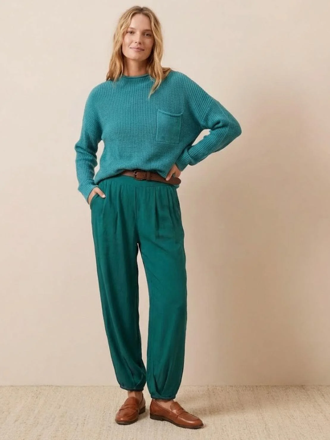 European Minimalism: Relaxed Sweater Top And Trouser Set - Image 43