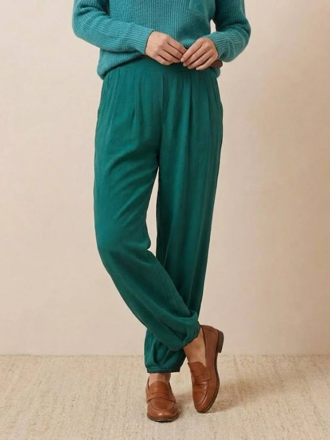 European Minimalism: Relaxed Sweater Top And Trouser Set - Image 46