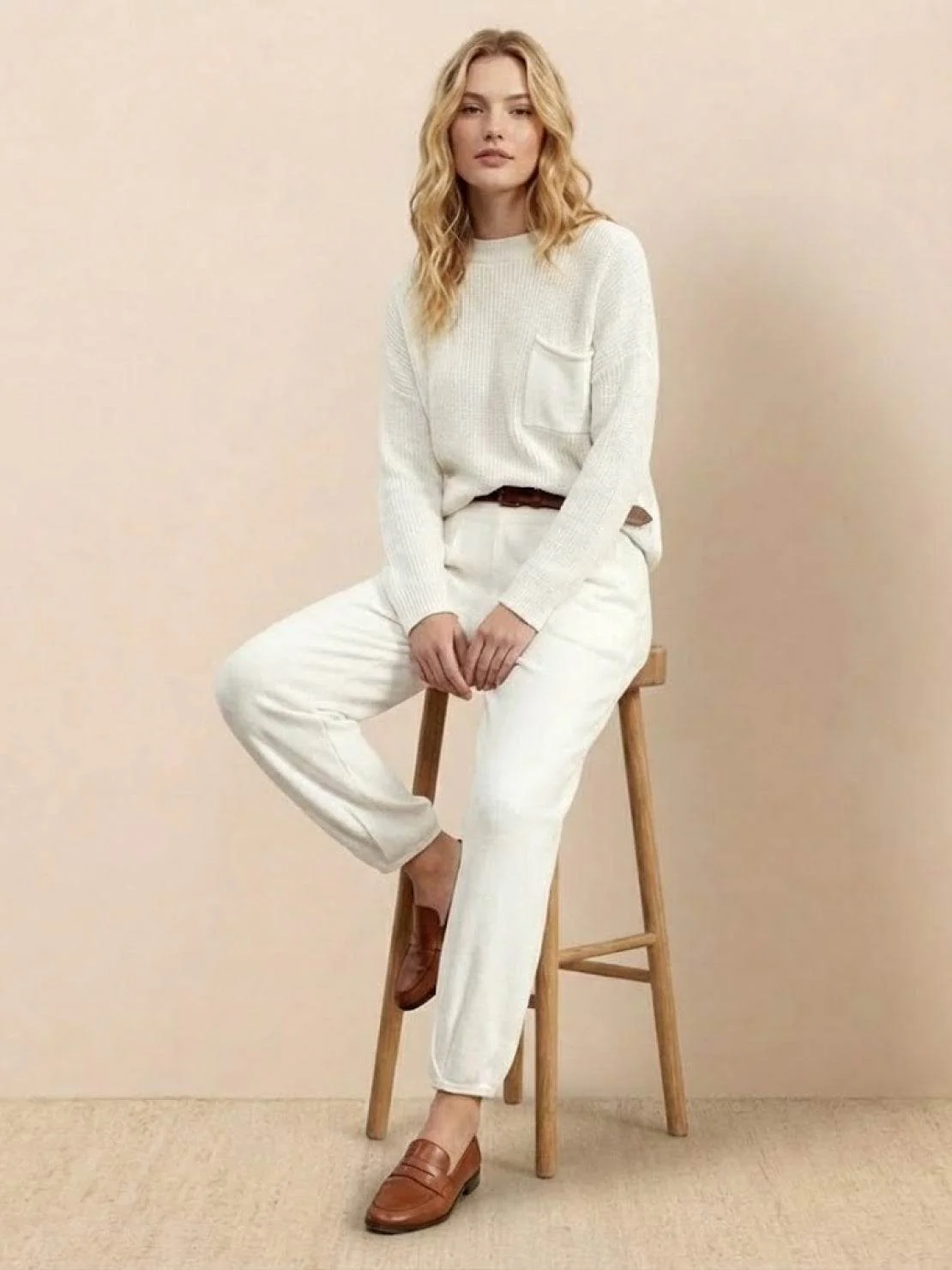 European Minimalism: Relaxed Sweater Top And Trouser Set - Image 49
