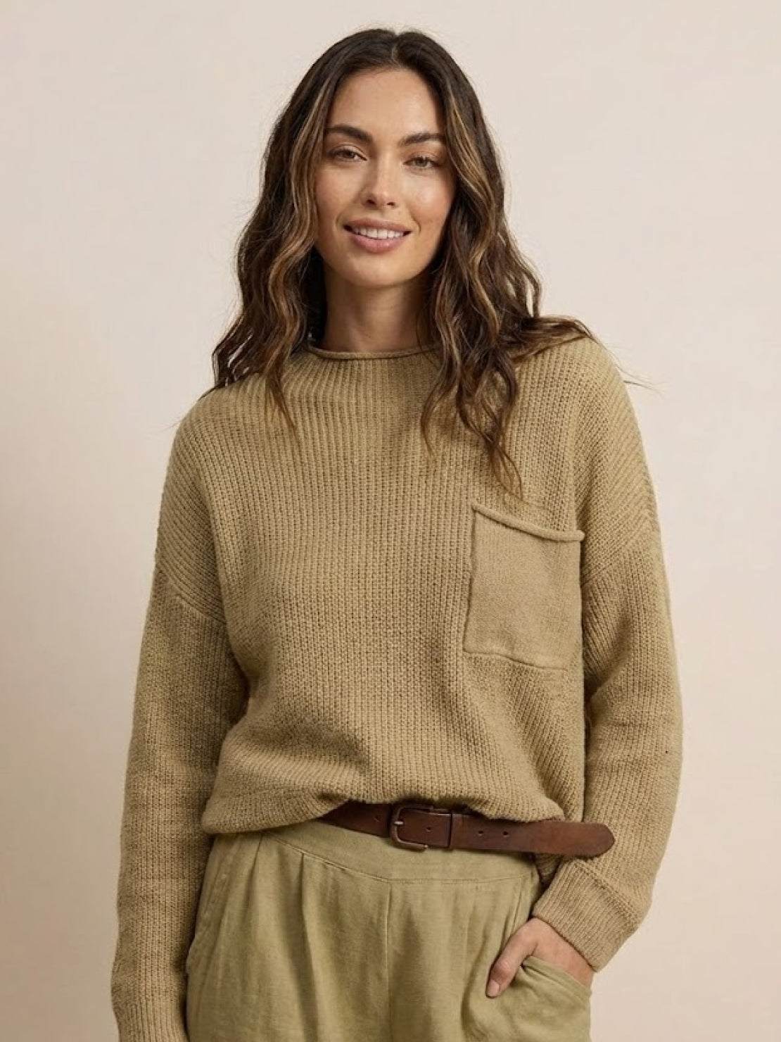 European Minimalism: Relaxed Sweater Top And Trouser Set - Image 9