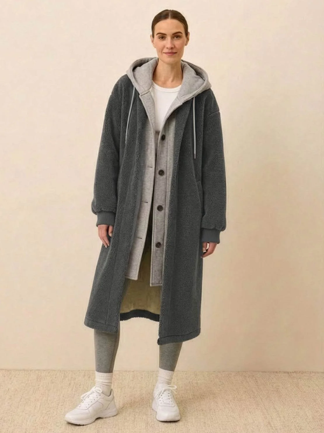 Everyday Wear Oversized Sherpa Long Coat - Image 10