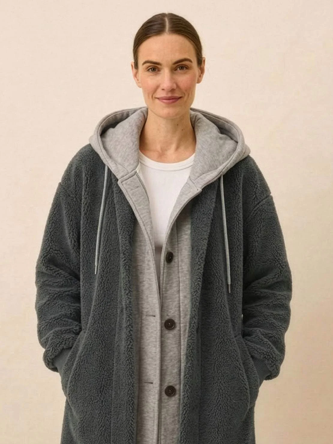 Everyday Wear Oversized Sherpa Long Coat - Image 13