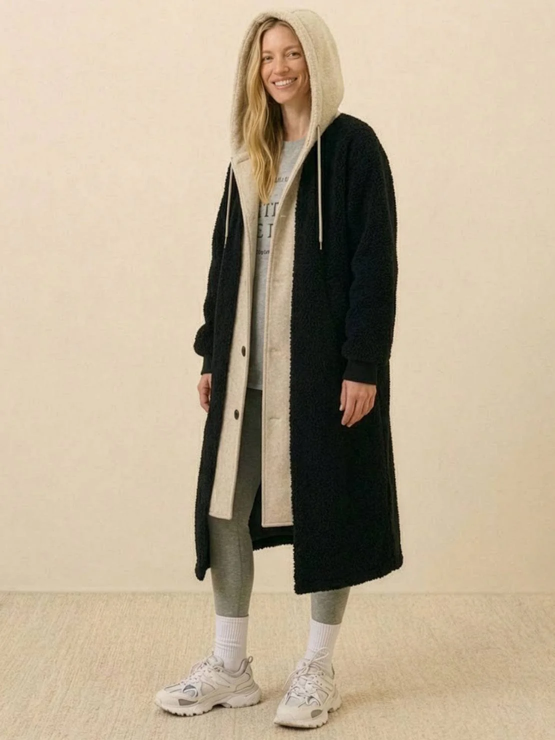 Everyday Wear Oversized Sherpa Long Coat - Image 2