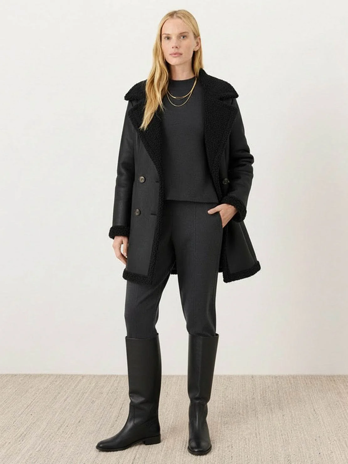 Faux Suede Sherpa Coat - Image 22