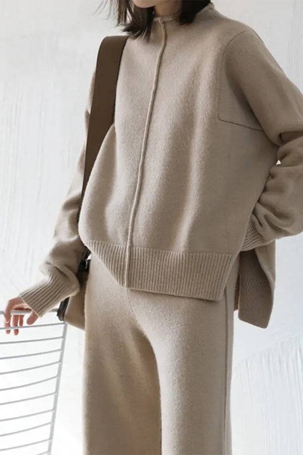 Feel Cozy but Stay in Style: High Neck Sweater Wide Leg Pant Set - Image 8