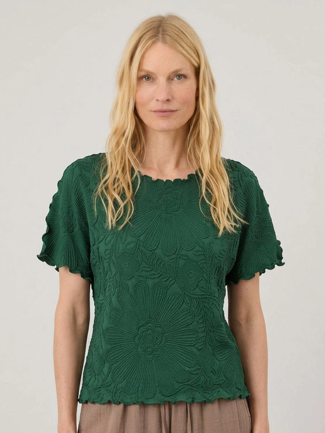 Floral Jacquard Pleated Top - Image 13