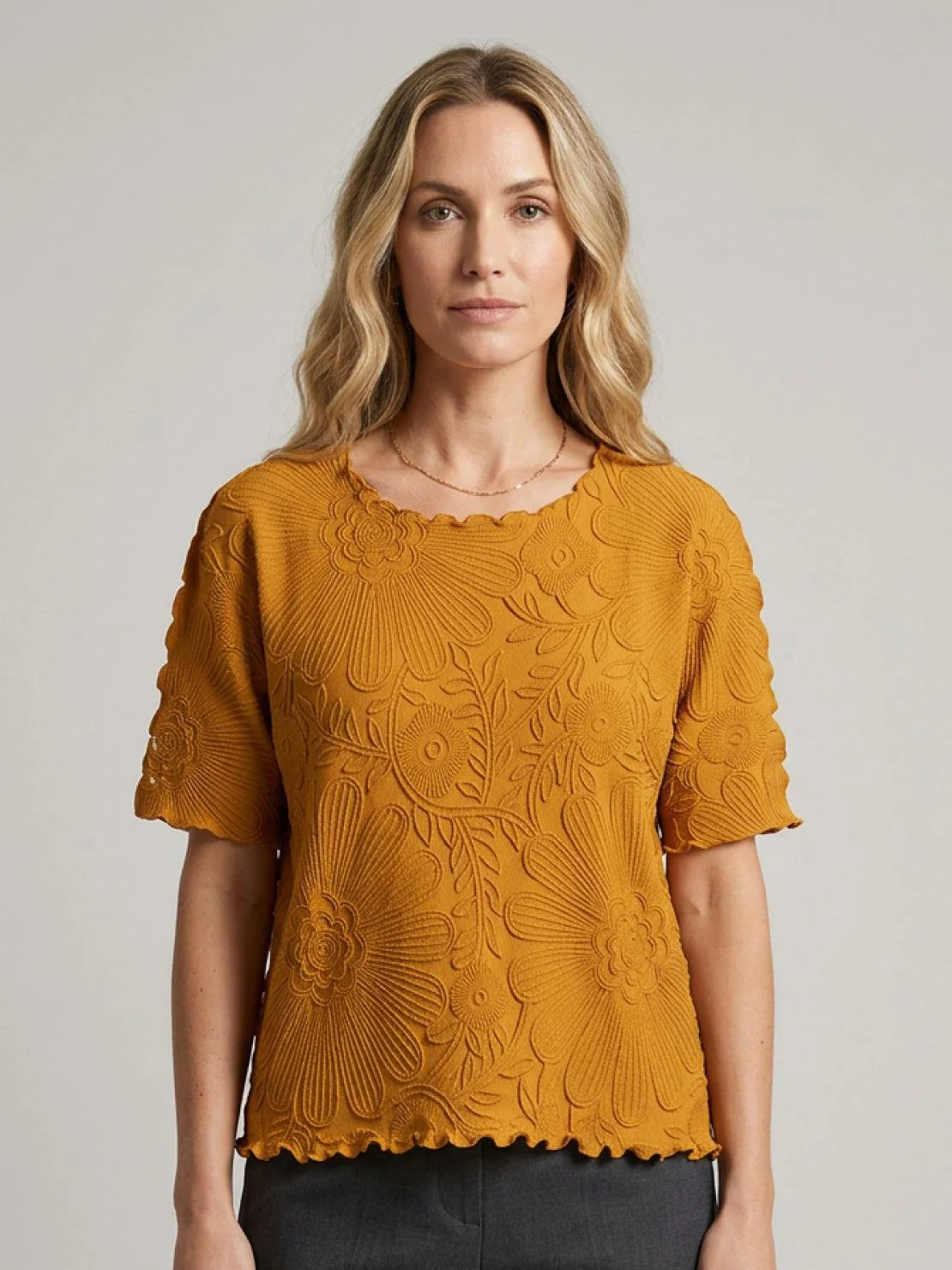 Floral Jacquard Pleated Top - Image 19