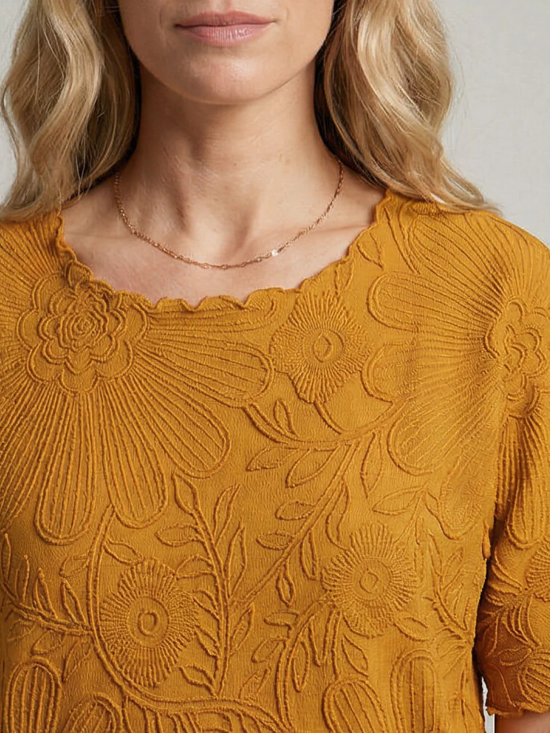 Floral Jacquard Pleated Top - Image 23