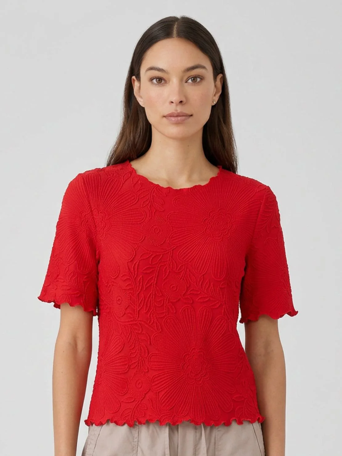 Floral Jacquard Pleated Top - Image 25