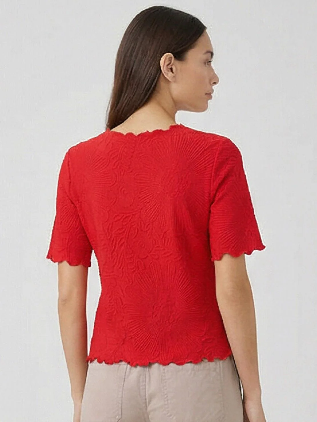 Floral Jacquard Pleated Top - Image 28