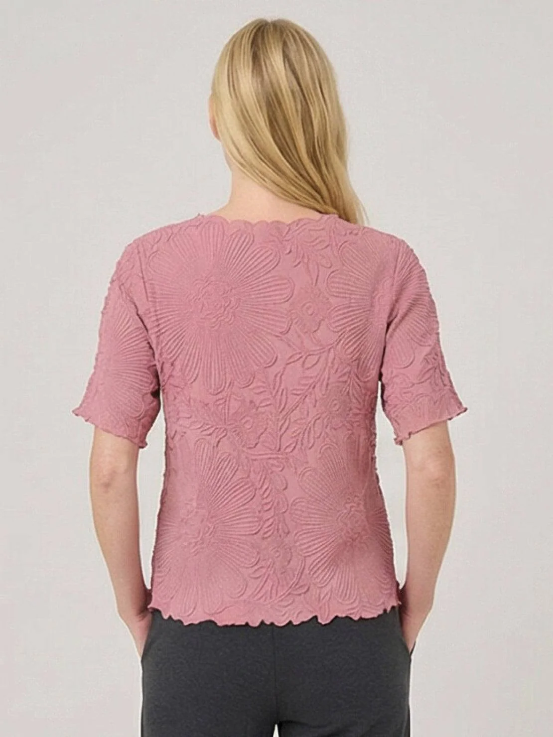 Floral Jacquard Pleated Top - Image 4