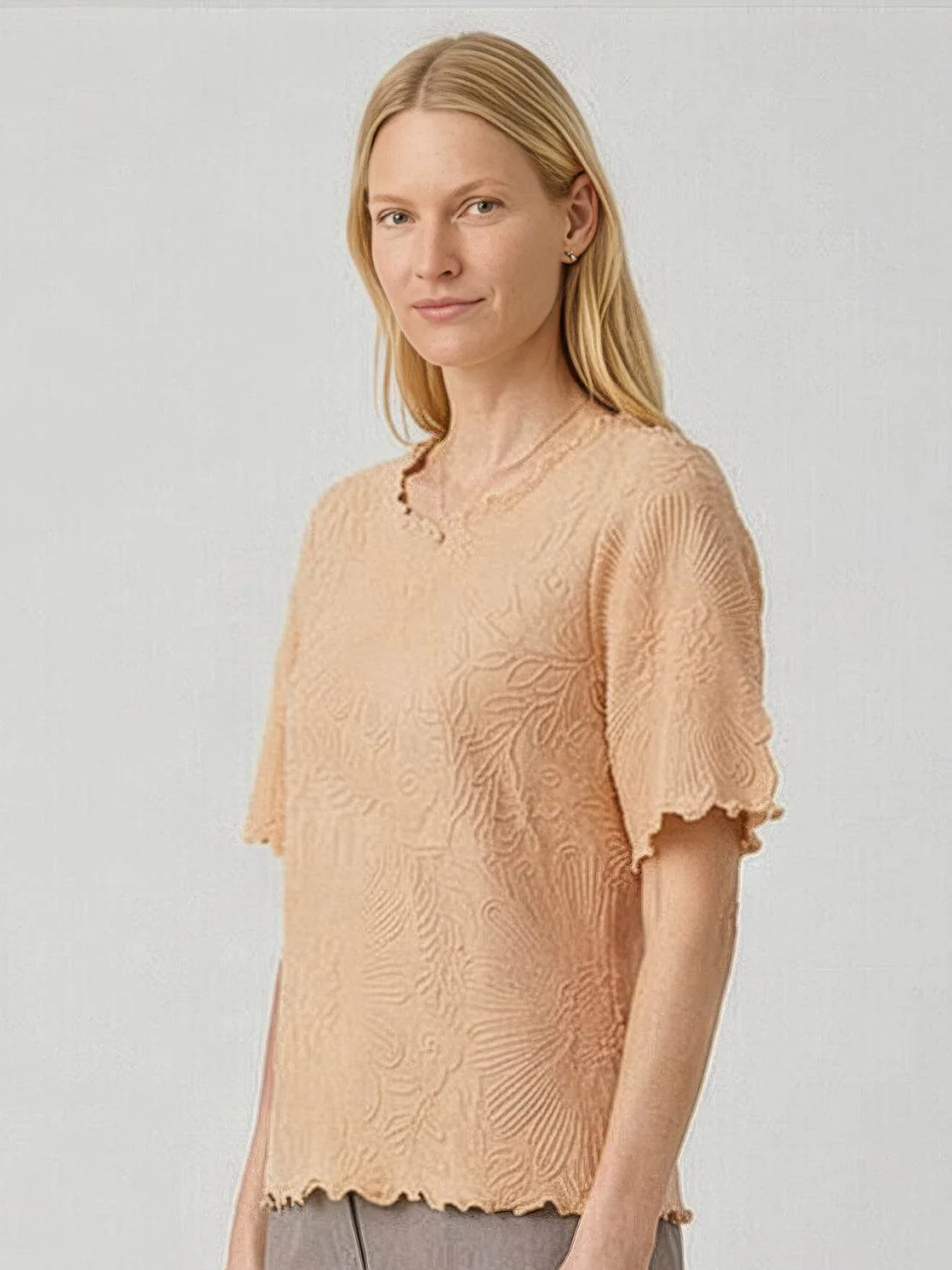 Floral Jacquard Pleated Top - Image 45
