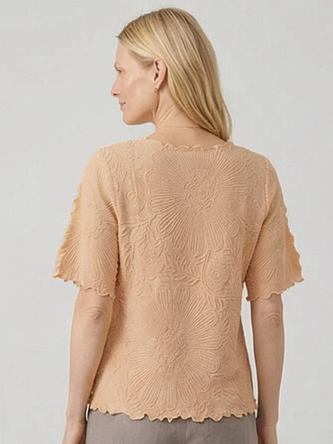 Floral Jacquard Pleated Top - Image 46
