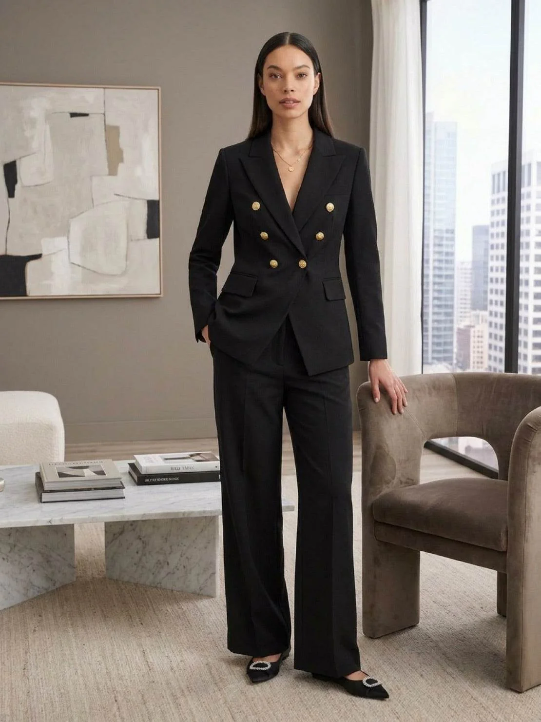 Gold Button Double-Breasted Co-Ord - Image 29