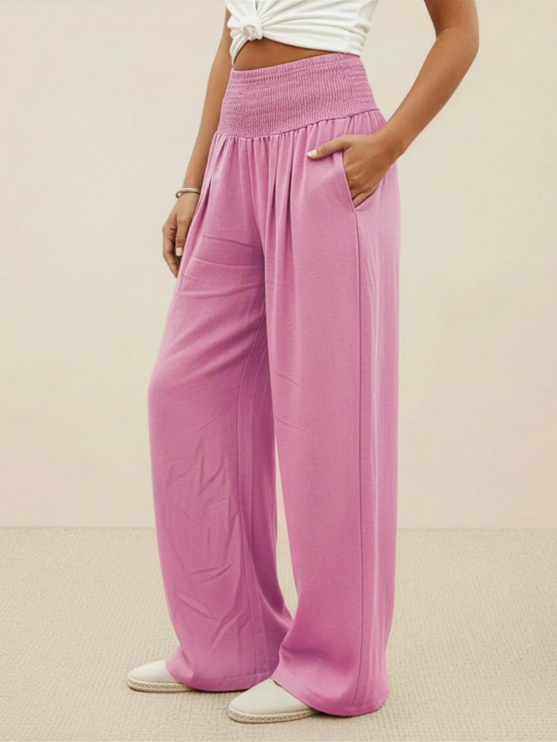 High-Waist Cotton Linen Palazzo Pants - Image 10