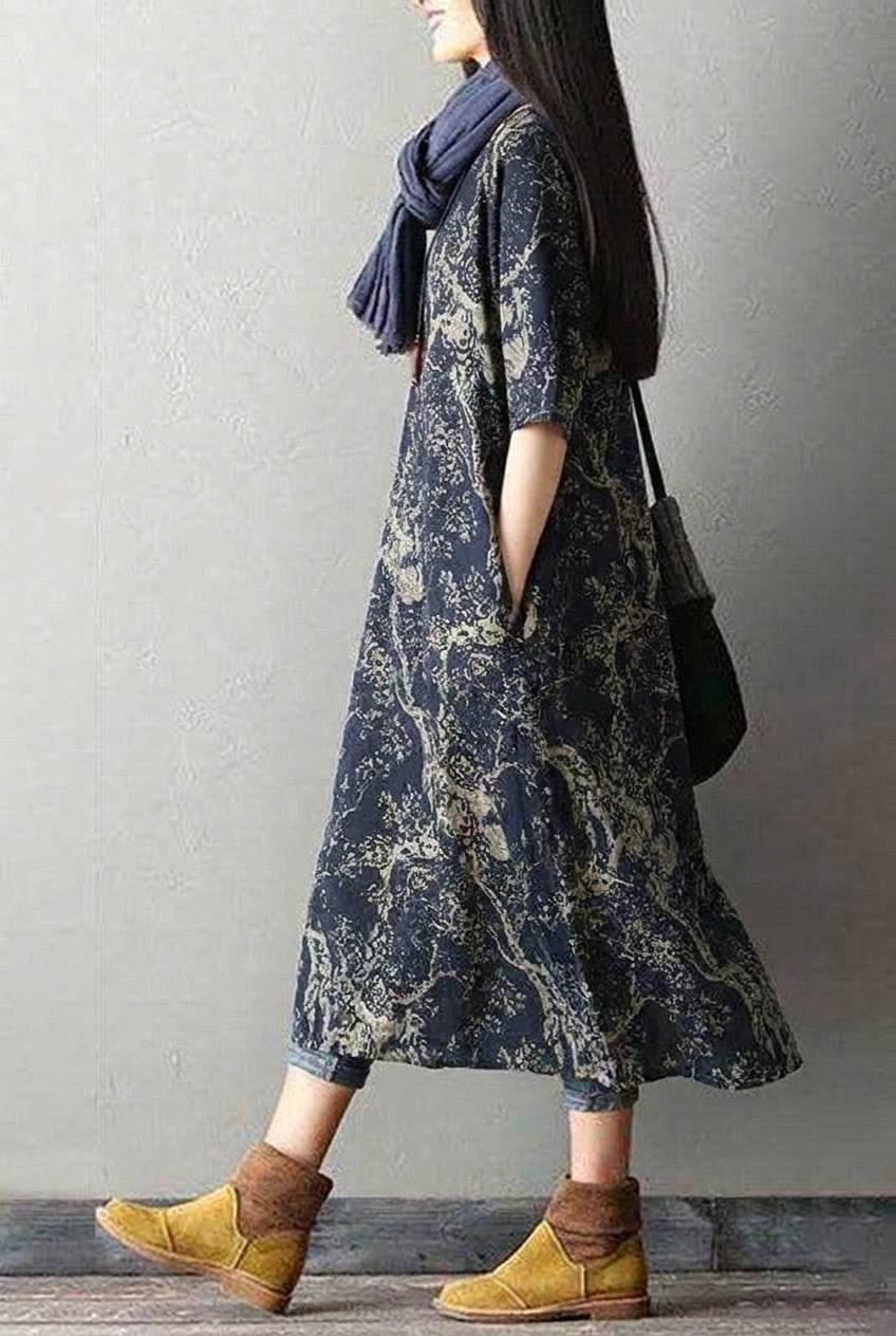 Japanese Porcelain Print Dress - Image 14
