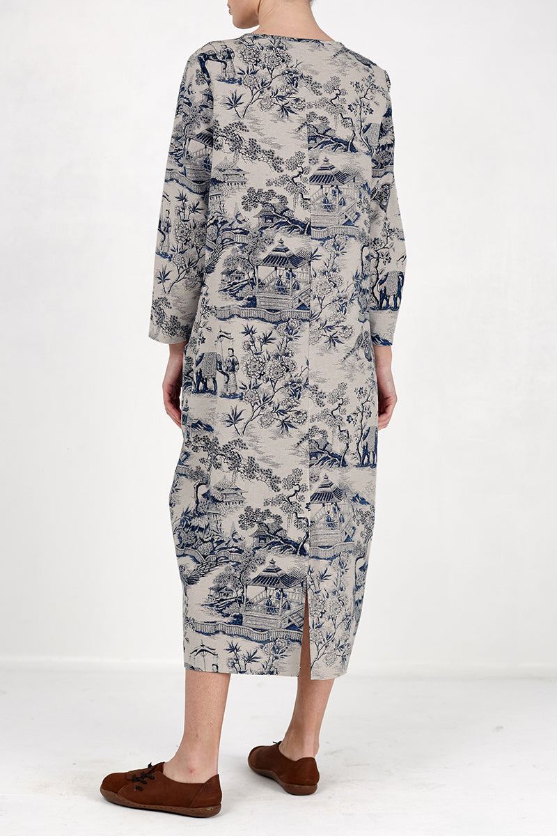 Japanese Porcelain Print Dress - Image 7