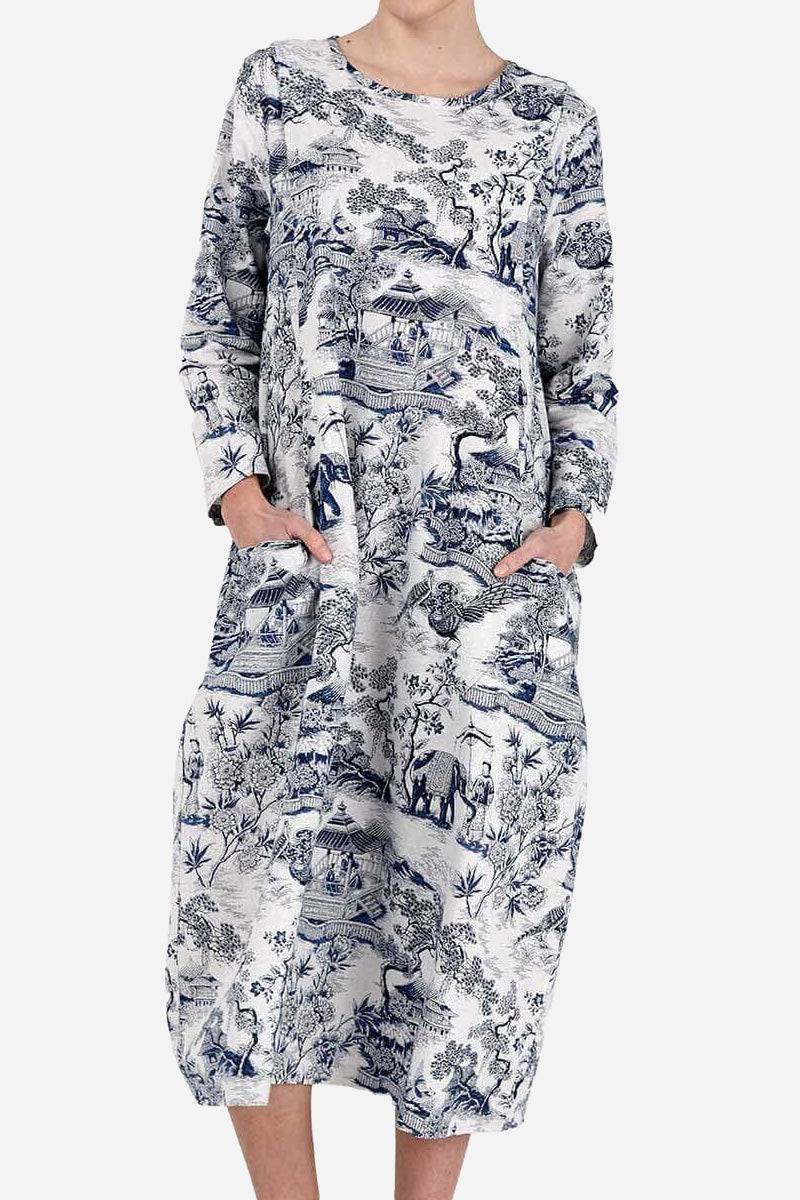 Japanese Porcelain Print Dress - Image 8