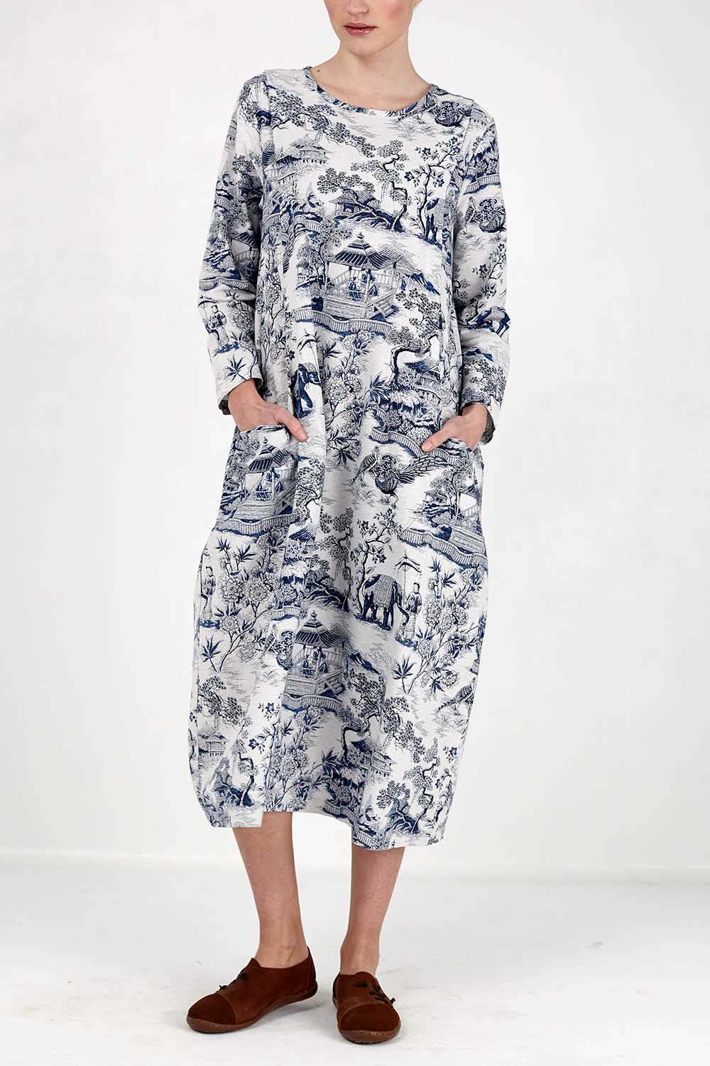 Japanese Porcelain Print Dress - Image 9